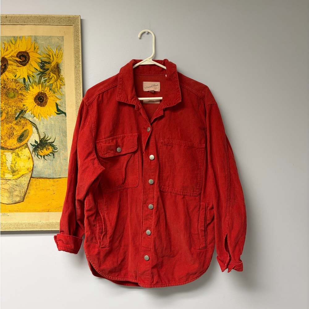Red Button-Up corduroy Jacket